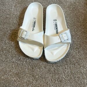 Birkenstock White Madrid EVA Single-Buckle Slide Sandals